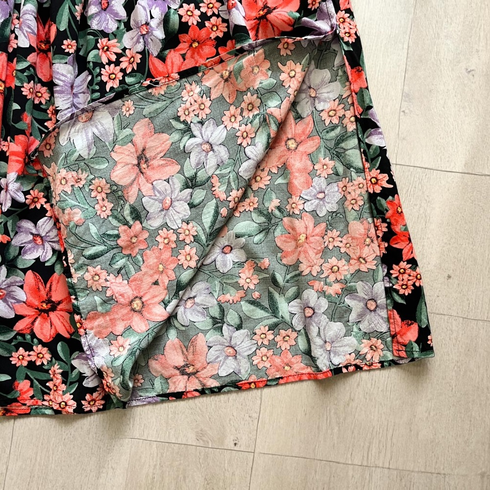 Abel the Label Womens Floral Tiered Maxi Skirt Black Red Purple Rayon Size S - Picture 5 of 8